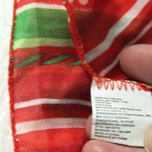 Green and Red Striped Holiday Scarf 60 inches long - Picture 2 of 3